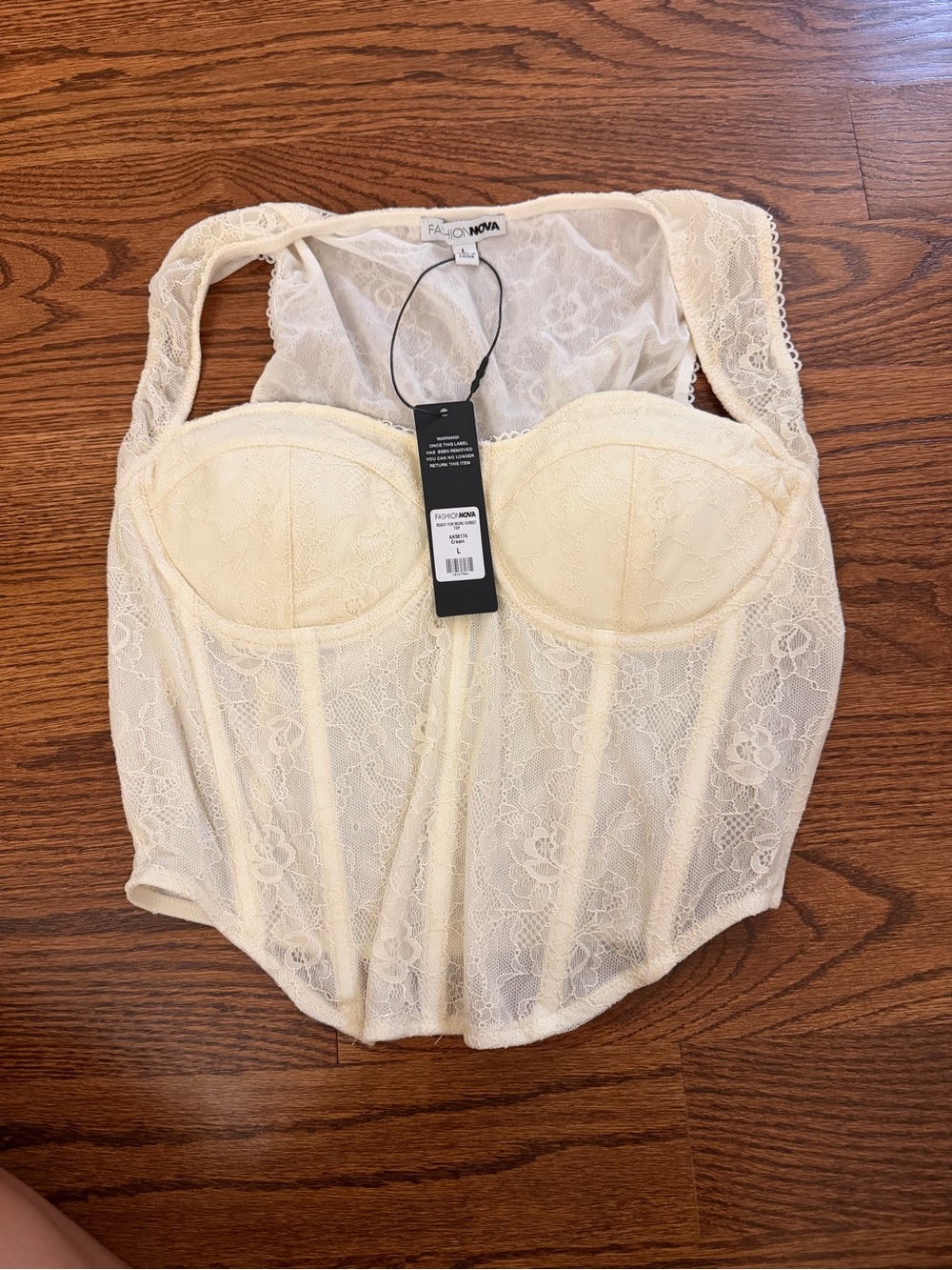 Fashion Nova Ivory Lace Bustier Corset Top